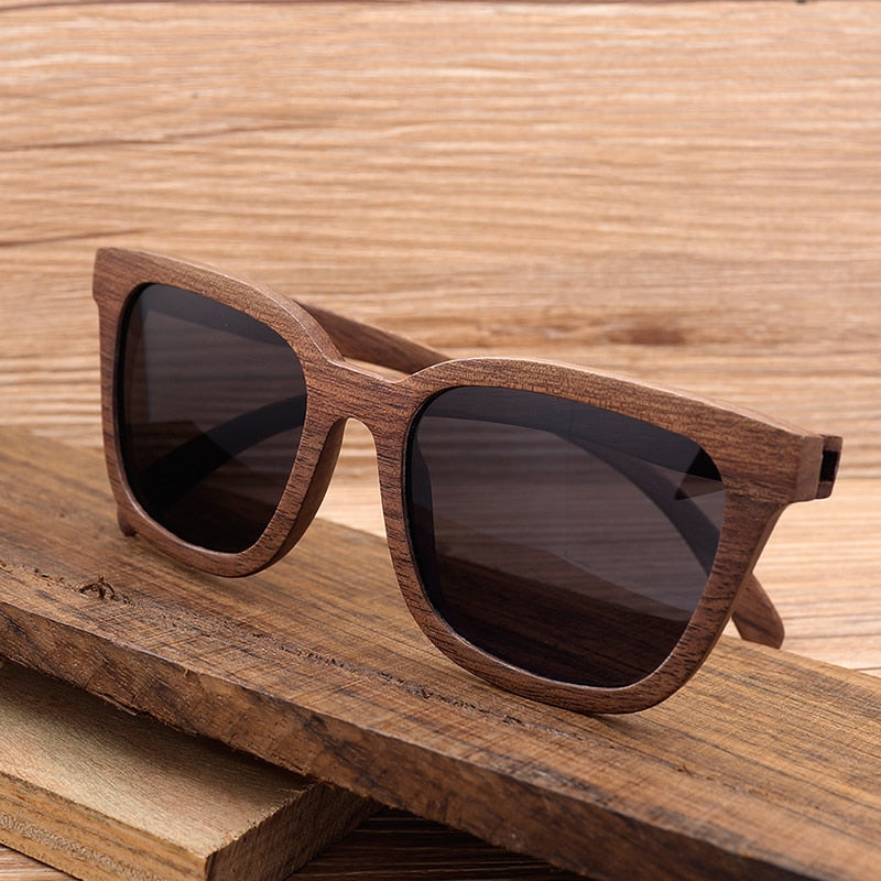 Mens Sunglasses Polarized Walnut Wood Mirror Lens Sun Glasses